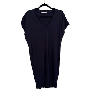 Frame Size X-Small Black V-Neck Midi Length Dress Pima Cotton Casual Lounge